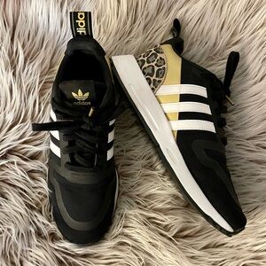 Adidas Multix Black & Gold Cheetah Sneakers